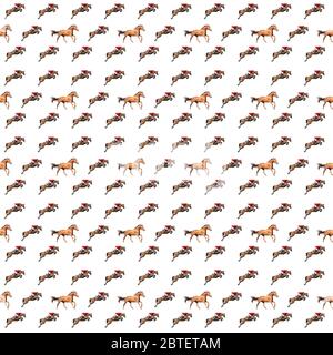 Seamless pattern photo red galloped horse creative illustration. Stock Photo