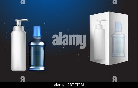 mock up illustration of mouth cleaning product on abstract background Stock Vector
