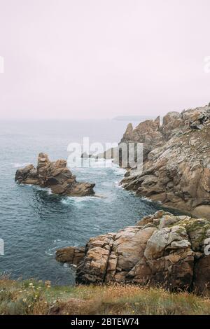 Dramatic landscape of Pointe du Raz in Brittany France Stock Photo