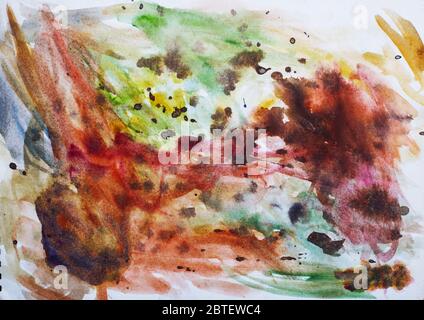 Abstract Water Color Pain Drop And Splash On A Paper - Different Colors Stock Photo