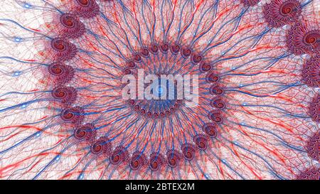 Multicolored bloody psychedelic spiral, computer generated abstract background, render Stock Photo
