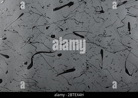 Black Matte Background With Splashes And Drops Of Glossy Black Paint Stock Photo Alamy