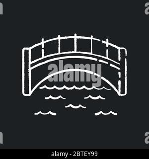 Bridge chalk white icon on black background Stock Vector