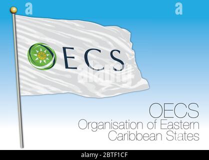 OECS, Organisation of Eastern Caribbean States flag and symbol, american organization, vector illustration Stock Vector