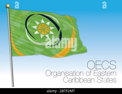 OECS, Organisation of Eastern Caribbean States flag and symbol, american organization, vector illustration Stock Vector