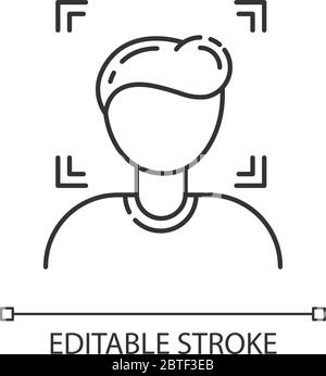 Facial recognition pixel perfect linear icon Stock Vector