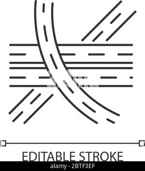 Multi level junction pixel perfect linear icon Stock Vector