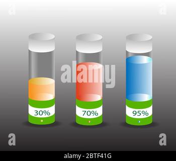 Transparent Tubes chemistry test set Stock Vector