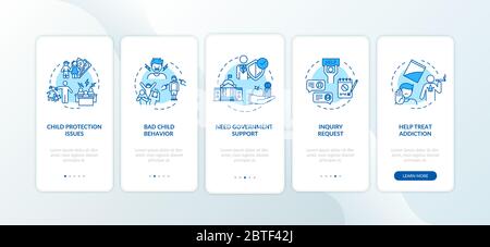 Government protection onboarding mobile app page screen with concepts Stock Vector