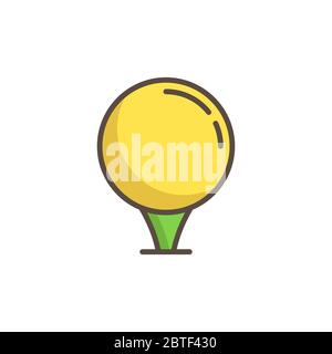 Golf ball on tee vector icon symbol sport isolated on white background Stock Vector