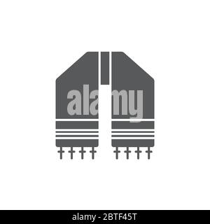 Hebrew Tallit vector icon symbol isolated on white background Stock Vector