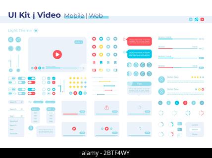 Video player UI elements kit Stock Vector