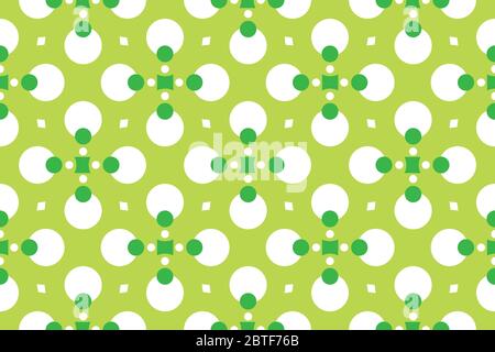 Seamless geometric pattern, texture or background vector in green and white colors. Stock Vector