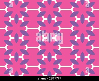 Seamless geometric pattern, texture or background vector in dark pink, purple and white colors. Stock Vector