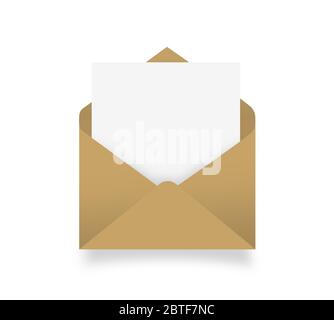 brown envelope with sheet isolated on white Stock Photo