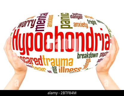 Hypochondria fear of illness word hand sphere cloud concept on white background. Stock Photo