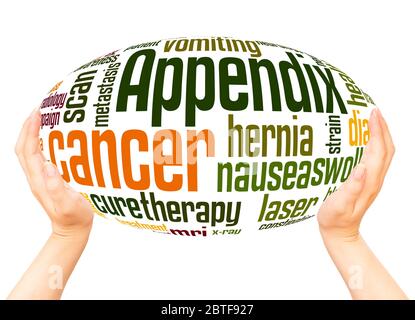 Appendix cancer word hand sphere cloud concept on white background. Stock Photo