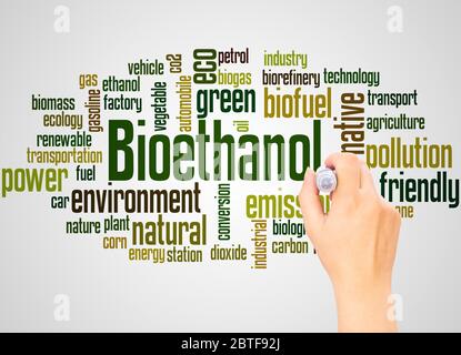 Bioethanol word cloud hand writing concept on white background. Stock Photo