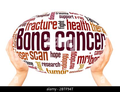 Bone cancer word hand sphere cloud concept on white background. Stock Photo