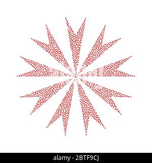 Flower abstract sign. Vector Icon with red circle at white background. Isolated. Stock Vector