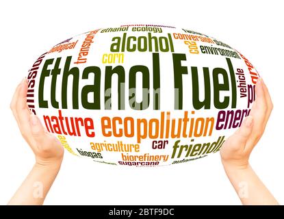 Ethanol fuel word hand sphere cloud concept on white background. Stock Photo