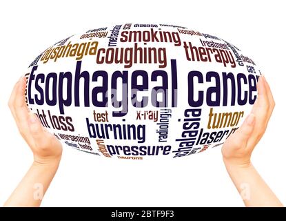 Esophageal cancer word hand sphere cloud concept on white background. Stock Photo