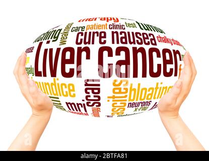 Liver cancer word hand sphere cloud concept on white background. Stock Photo