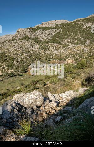 traditional cobblestone path, Sa Pica des Garrover, Tossals Verds section, lloseta, Mallorca, Balearic Islands, Spain. Stock Photo