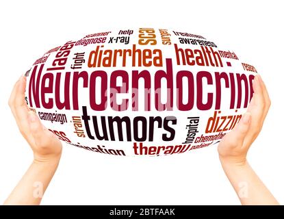 Neuroendocrine tumors word hand sphere cloud concept on white background. Stock Photo