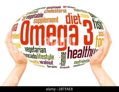 Omega 3 word hand sphere cloud concept on white background. Stock Photo