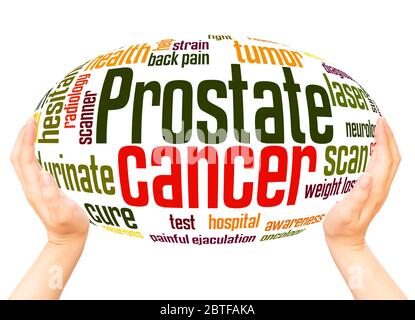 Prostate cancerword hand sphere cloud concept on white background. Stock Photo