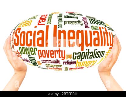 Social Inequality word hand sphere cloud concept on white background. Stock Photo