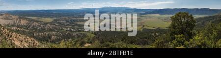 Panoramic view of Mancos Valley Overlook in Mesa Verde National Park, Colorado, USA. Stock Photo