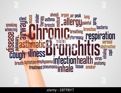 Chronic Bronchitis word cloud and hand with marker concept on white background. Stock Photo