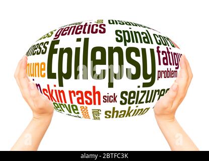 Epilepsy word hand sphere cloud concept on white background. Stock Photo