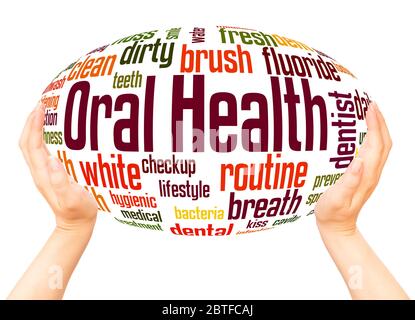 Oral Health word hand sphere cloud concept on white background. Stock Photo