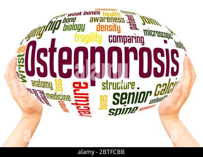 Osteoporosis word hand sphere cloud concept on white background. Stock Photo
