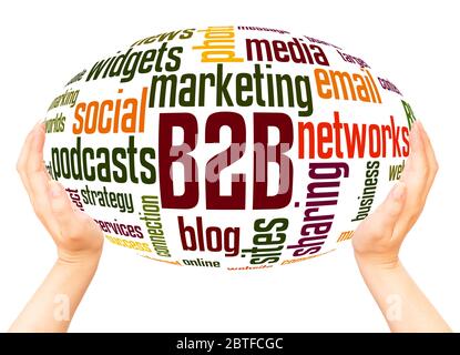 B2b social media word hand sphere cloud concept on white background. Stock Photo