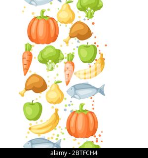 Seamless pattern with baby food items. Stock Vector