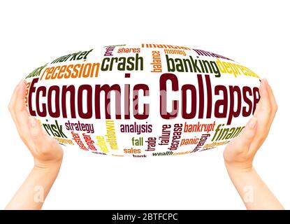 Economic Collapse word hand sphere cloud concept on white background. Stock Photo