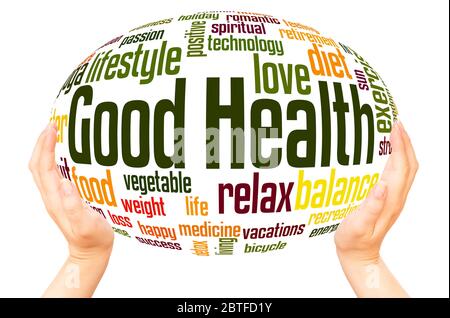 Good Health word hand sphere cloud concept on white background. Stock Photo