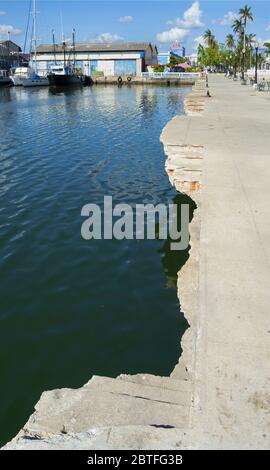 Sad condition of the pier in the city of Cienfuegos, Cuba Stock Photo
