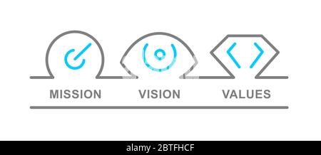 Business oriented icons with mission, vision and value concept Stock Vector