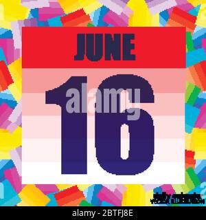 June 16 icon. For planning important day. Banner for holidays and special days. Sixteenth of june icon. Vector Illustration. Stock Vector