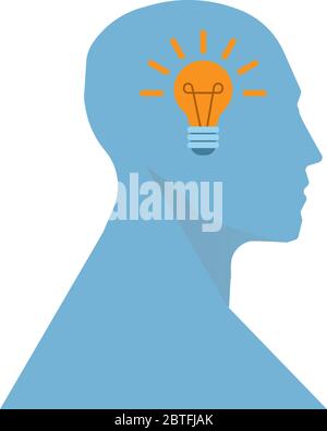 silhouette of Human head with light bulb Stock Vector Image & Art - Alamy
