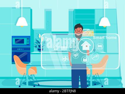 Person choose Smart home technology easy to control Stock Vector