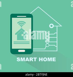 Cellhone with icons, smart home controll concept Stock Vector