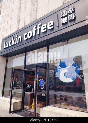 Shanghai, China. 24th May, 2020. The Luckin coffee which was delisting by Nasdaq keeps running in Shanghai, China on 24th May, 2020.(Photo by TPG/cnsphotos) (Photo by Top Photo/Sipa USA) Credit: Sipa USA/Alamy Live News Stock Photo