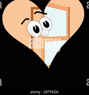 big eye in the heart on a black background vector illustration Stock Vector