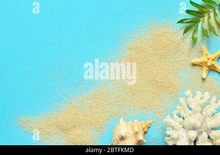 Summer vacation concept flat lay. Top view. Travel summer concept. Stock Photo